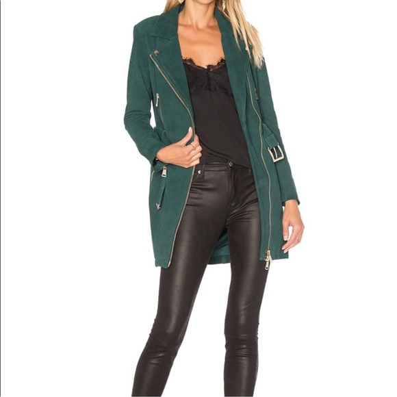 Revolve X NBD Green Leather Belted Dress Jacket Pockets Size 2 - Picture 2 of 14